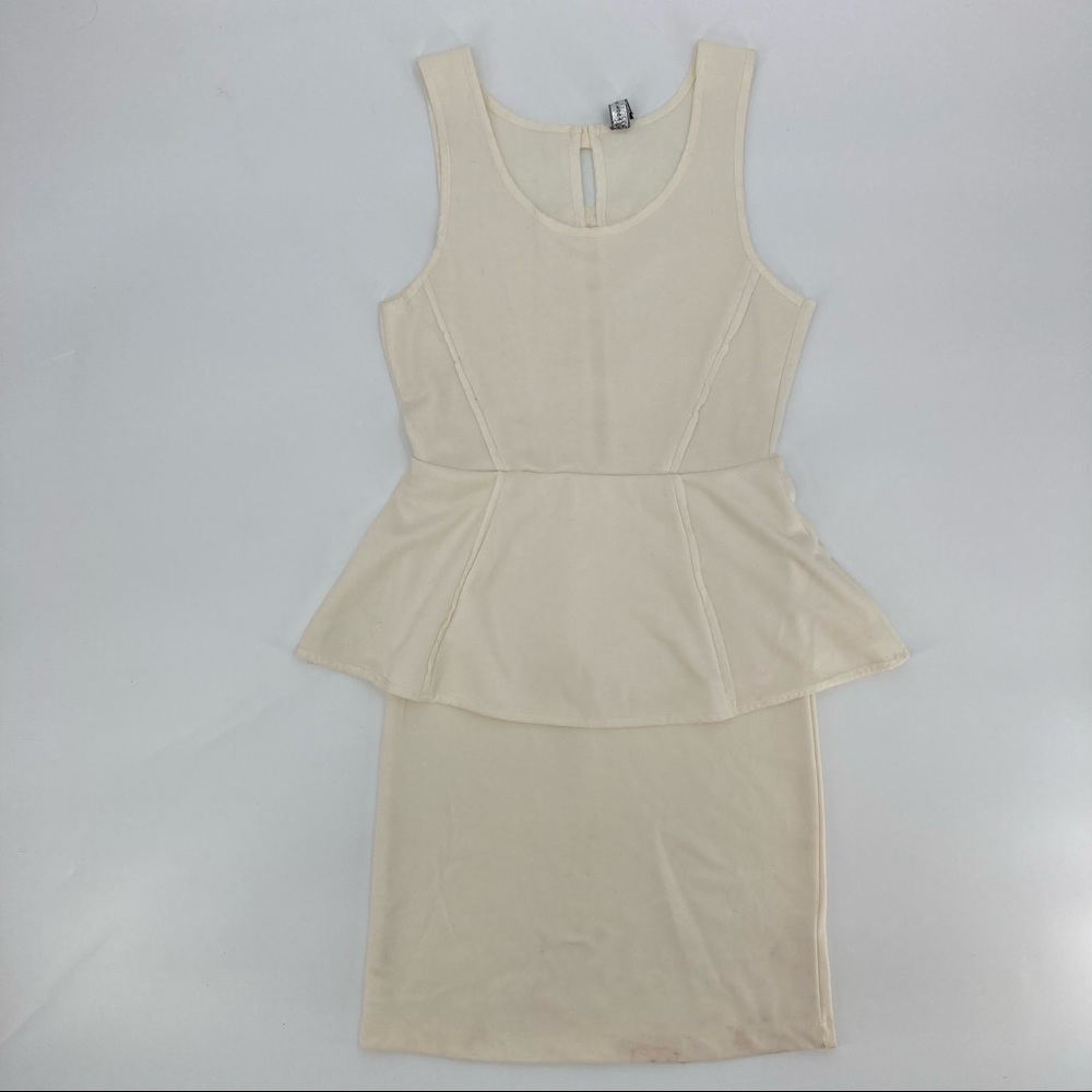 Poof Couture White Cotton Blend Bodycon Dress - Size Small